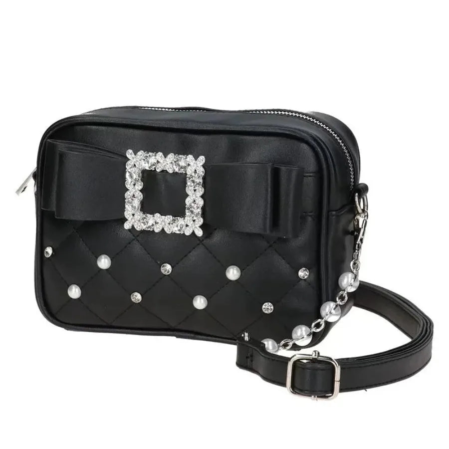 Black Pearl Quilted Crossbody Bag